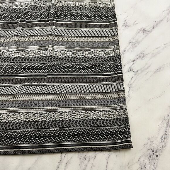 J Jill Knit Midi Skirt Size L Gray Black Stripe Pull On Side Slit Pencil Stretch - Picture 9 of 10